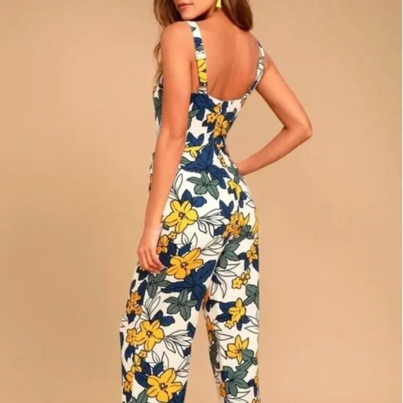JOA Fiorenza Ivory Floral Print Midi Jumpsuit - Picture 6 of 6